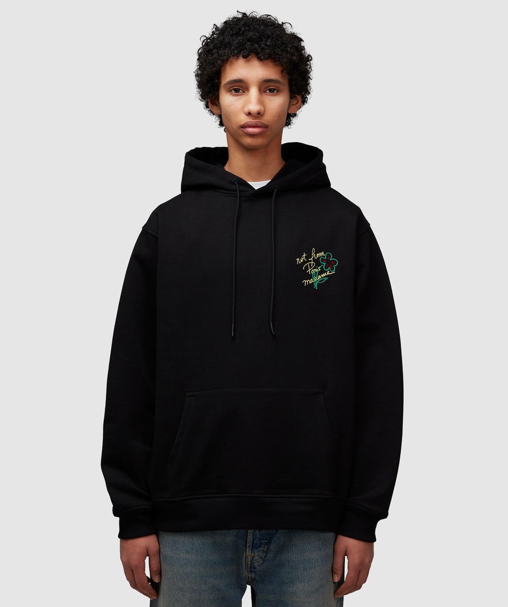 Drôle de Monsieur Esquisse Slogan Hoodie (Black - M) - Size M, Male
