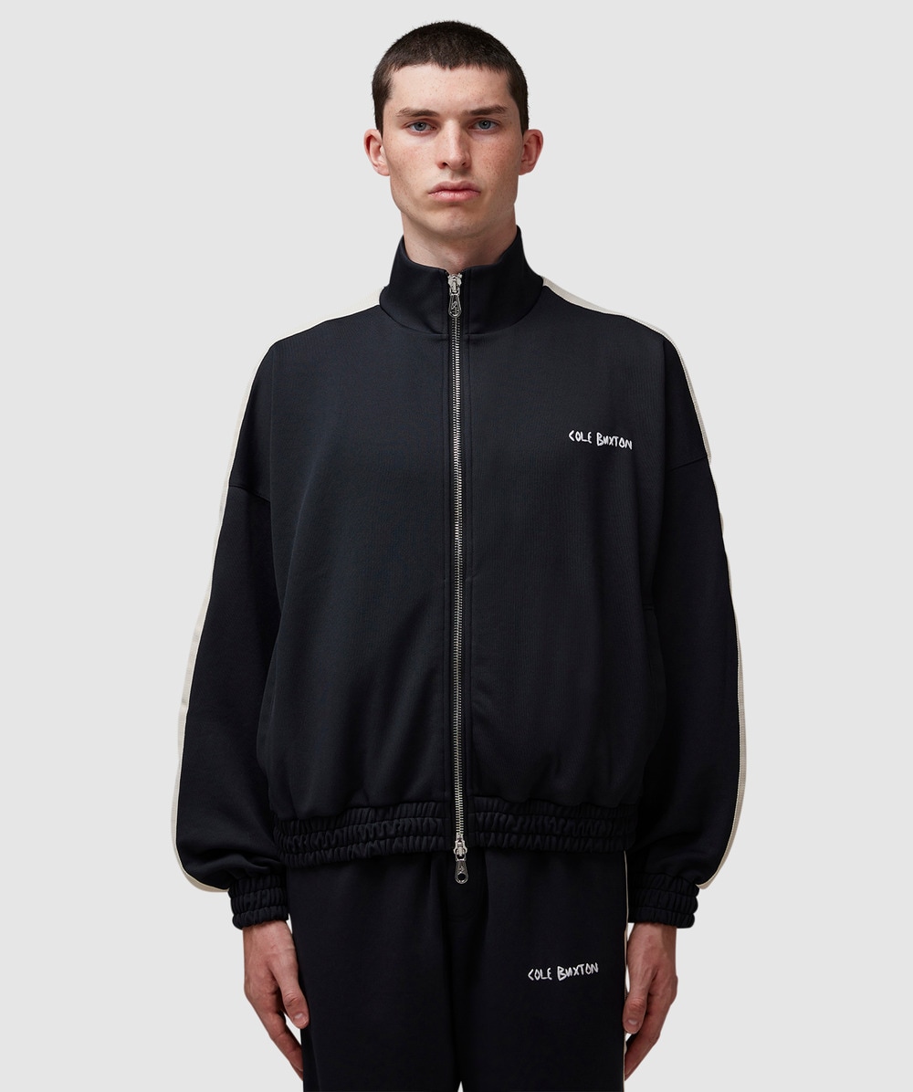 Cole Buxton Crochet Stripe Track Jacket (Vintage Black - M) - Size Clothing & Accessories > Clothing > Outerwear > Coats & Jackets, Male