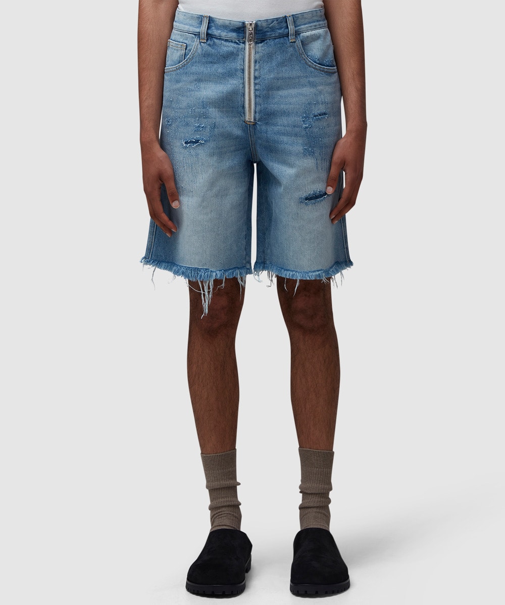 Cole Buxton Distressed Denim Short (Blue - L) - Size L, Male