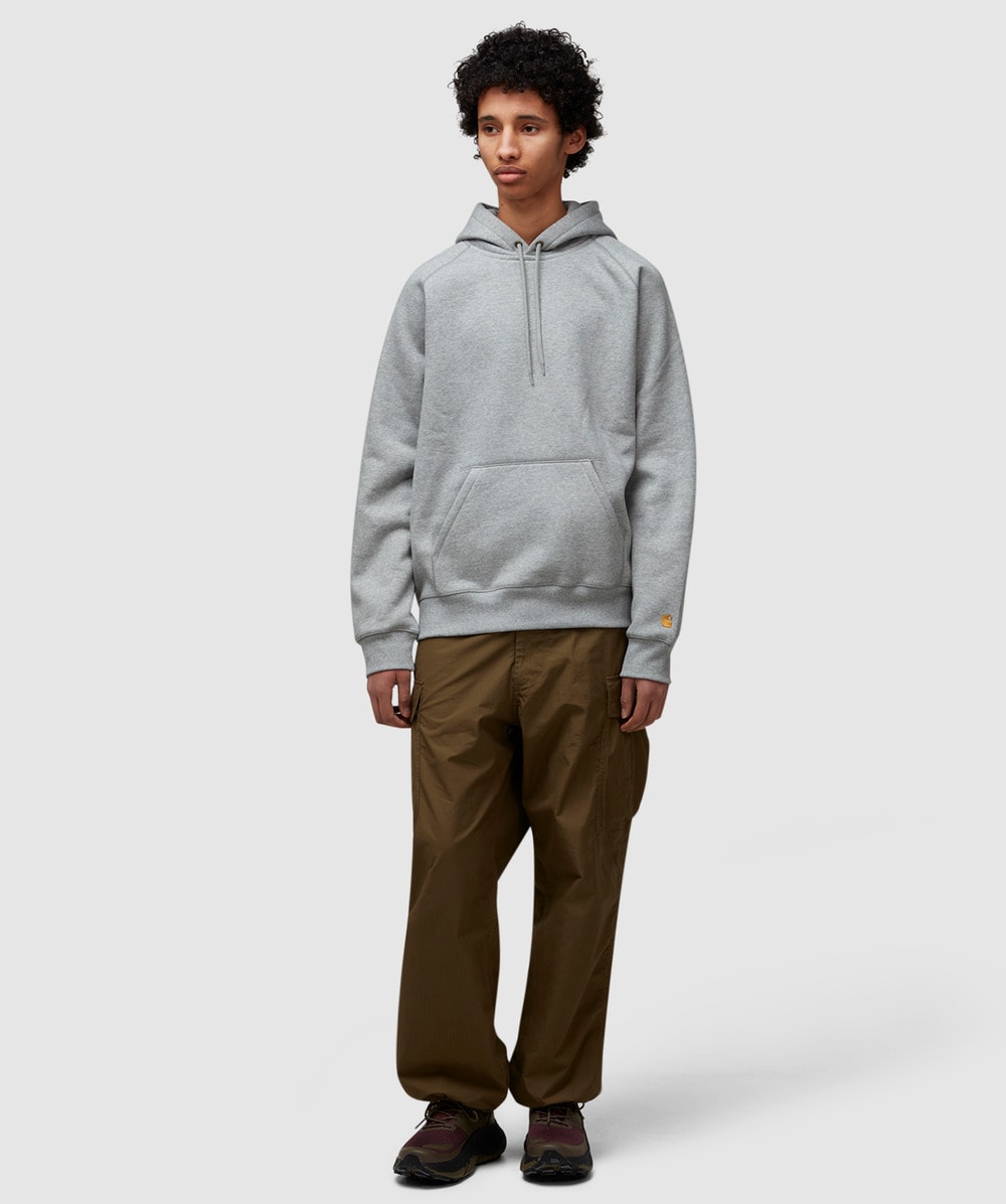 【関税&送料込】Carhartt Wip Grey Heather Gold Hooded Chase Carhartt WIP Hooded Chase Sweatshirt Grey Heather - Gold