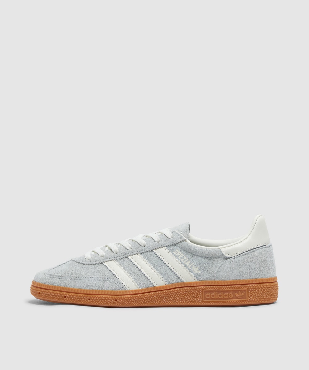 Adidas Originals Handball Spezial Leather-trimmed Suede Sneakers In Wonder Silver/off White/gum