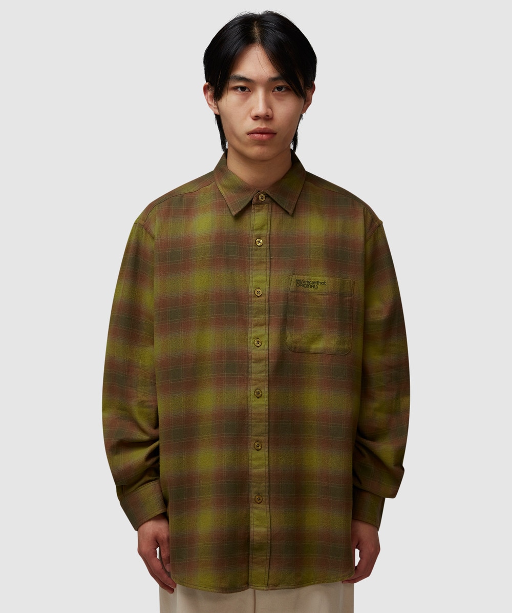 thisisneverthat Flannel Check Shirt (Olive - S) - Size S, Male