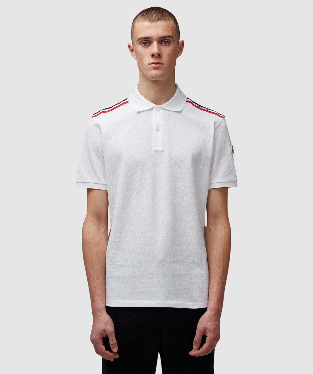 Moncler Tricolour Stripe Polo Shirt (White - L) - Size L, Male