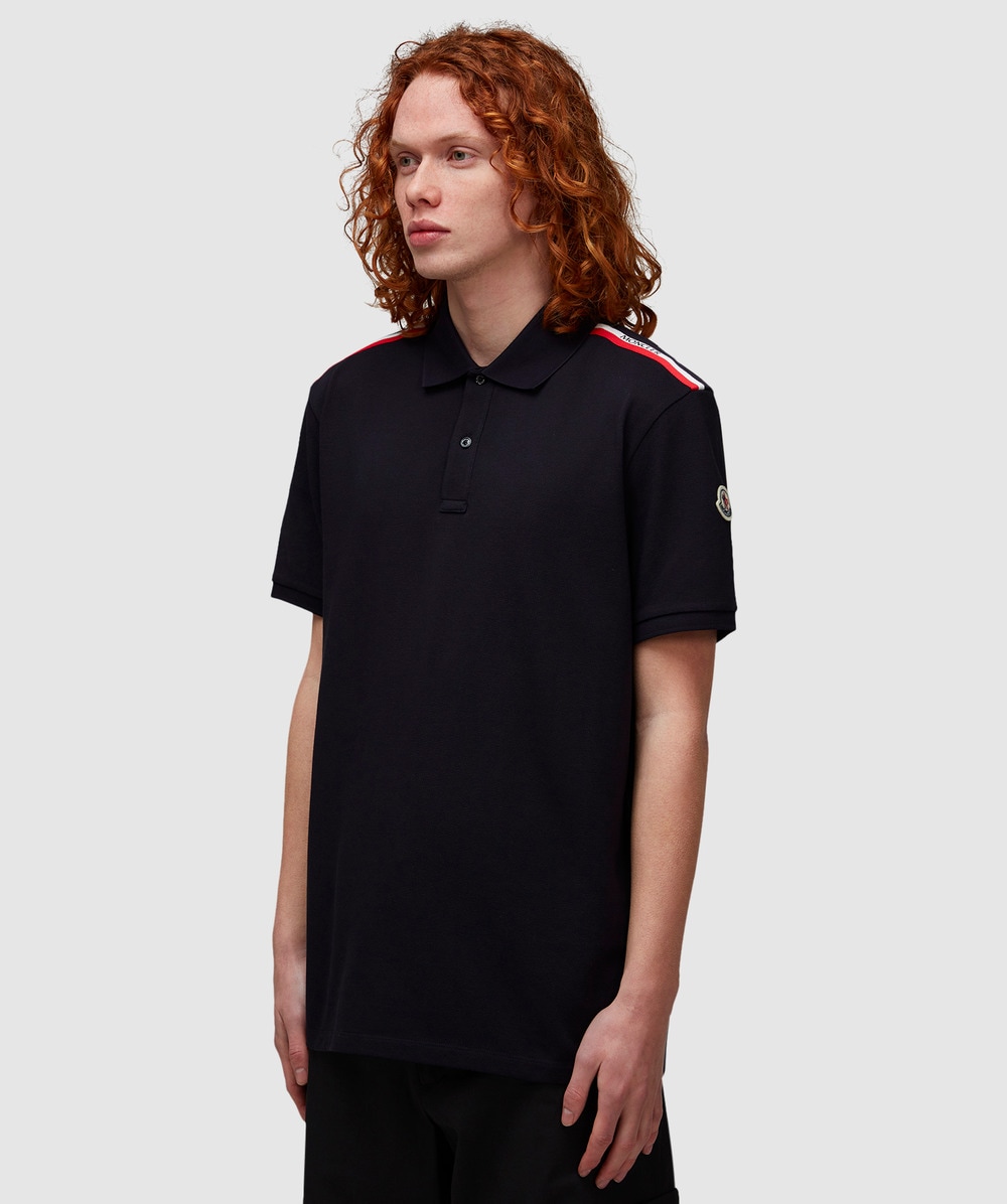 Moncler Tricolour stripe polo shirt | NAVY | SEVENSTORE