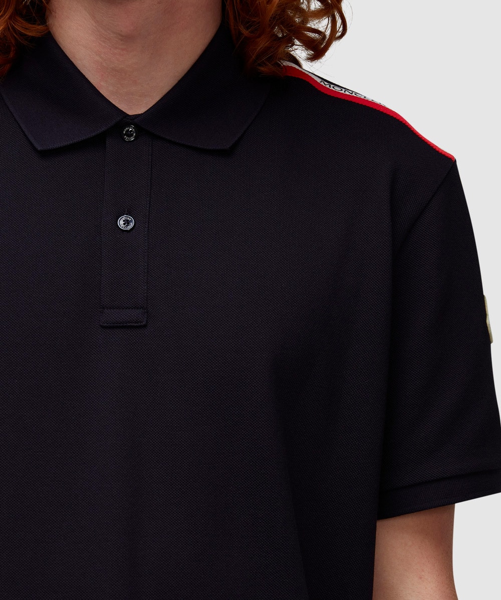 ポロシャツ MONCLER Logo Patch Tri-Colour Polo Shirt Navy MONCLER Logo Patch Tri-Colour Polo Shirt Navy