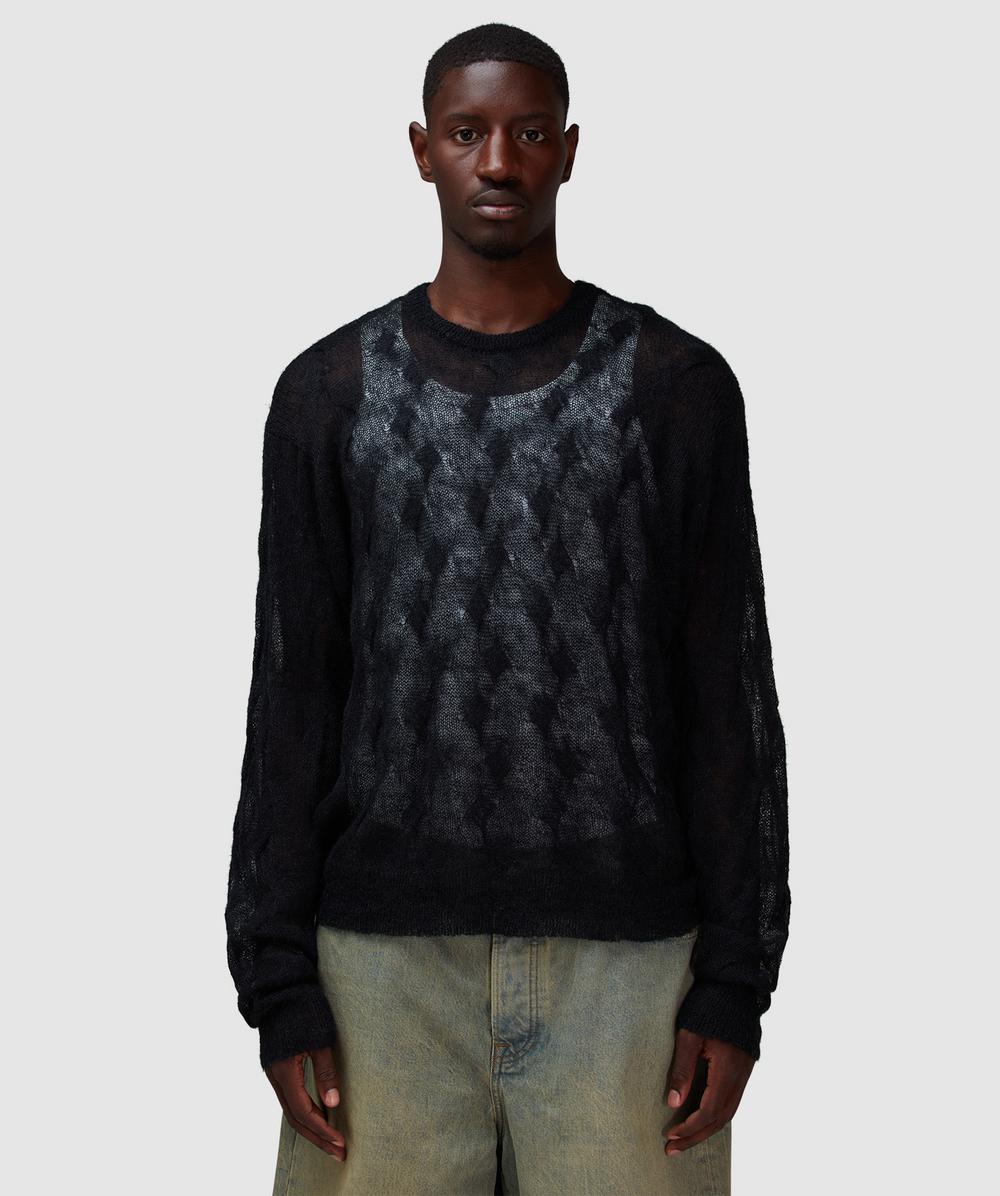 Stüssy Loose Knit Cross Cable Sweater (Black - Xl) - Size XL, Male