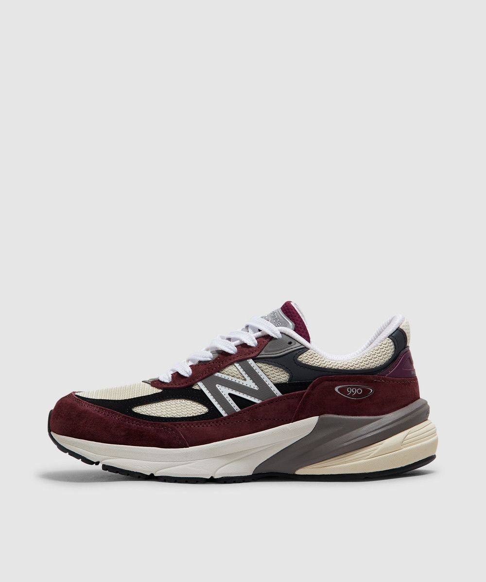 New Balance Bordeaux Suede And Mesh Sneakers With Iconic Logo In Pink/beige