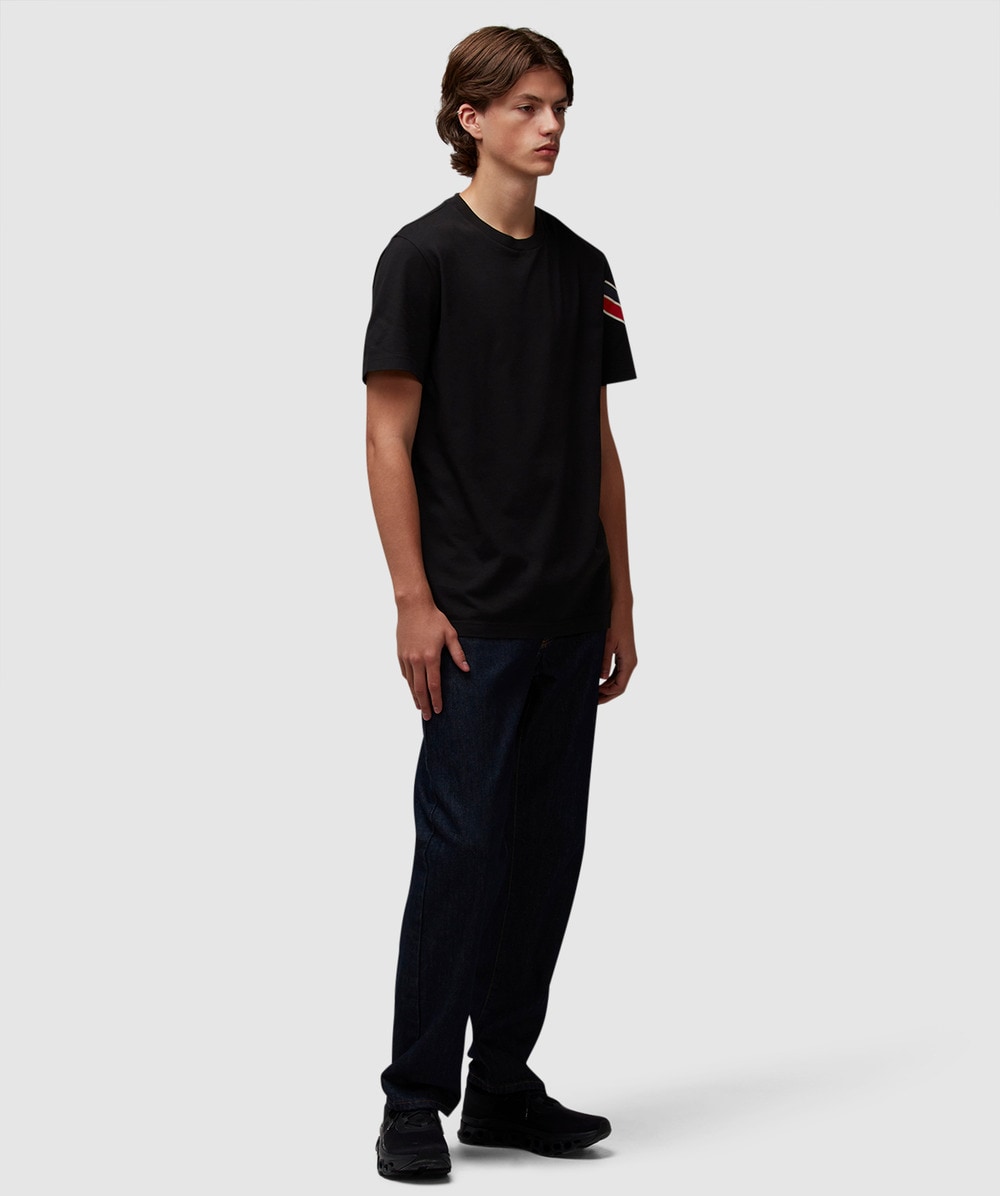 MONCLER☆Tricol arm stripe t-shirt Tシャツ 2色【UK発】 Moncler Tricol arm stripe t-shirt | BLACK | SEVENSTORE