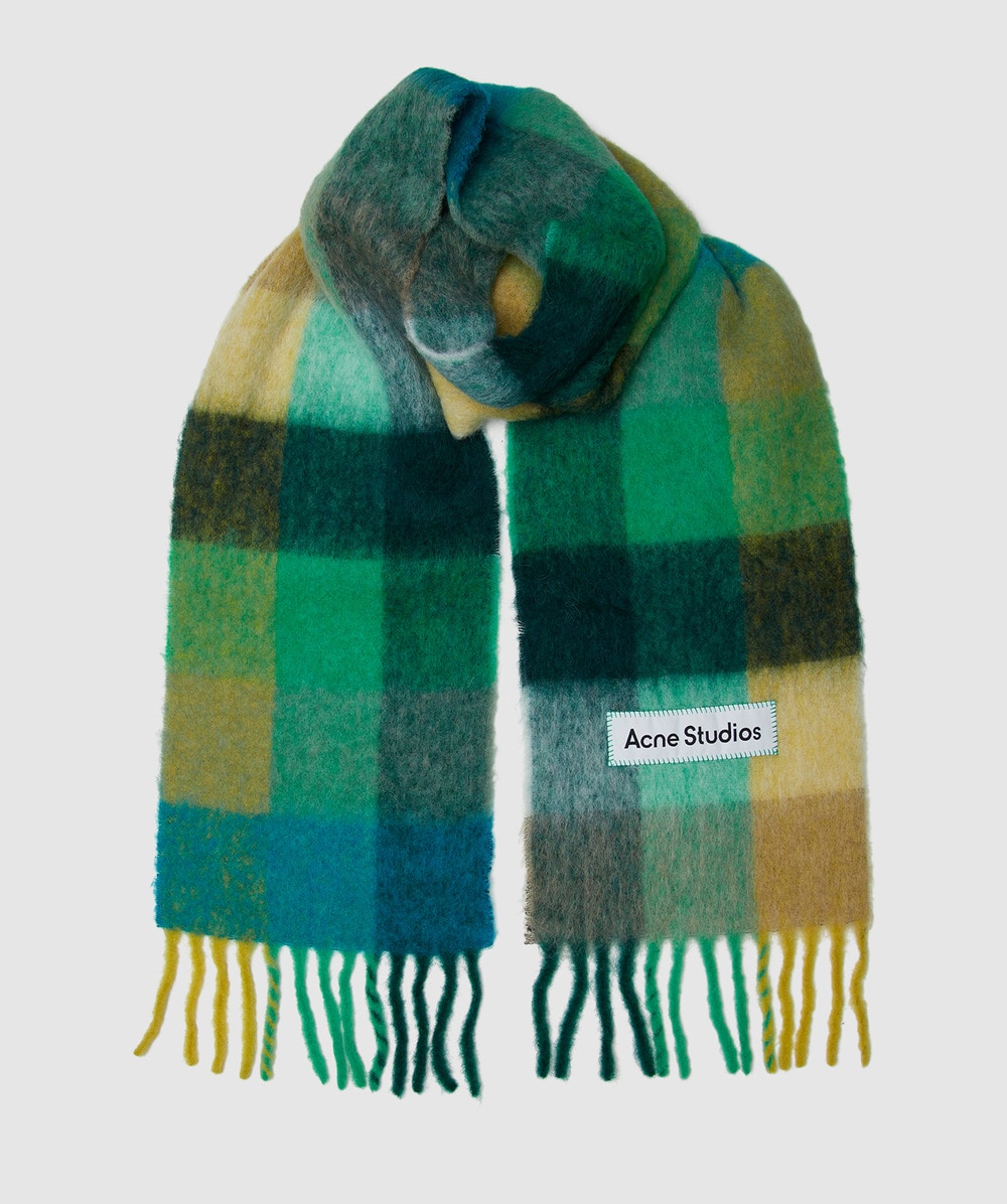 Shop Acne Studios Vally Scarf In Jade Green/yellow