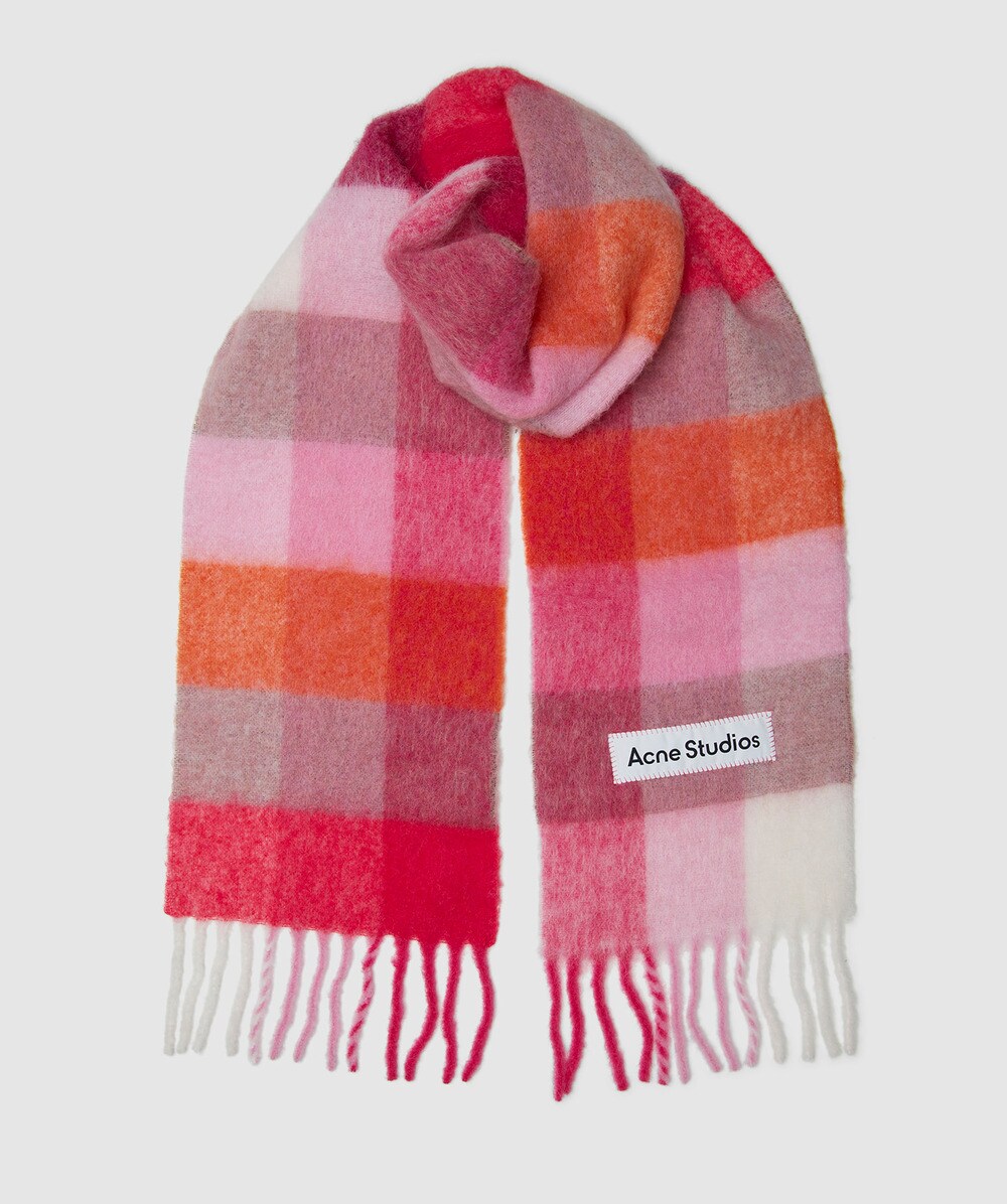 Shop Acne Studios Vally Scarf In Pink/fuchsia/white