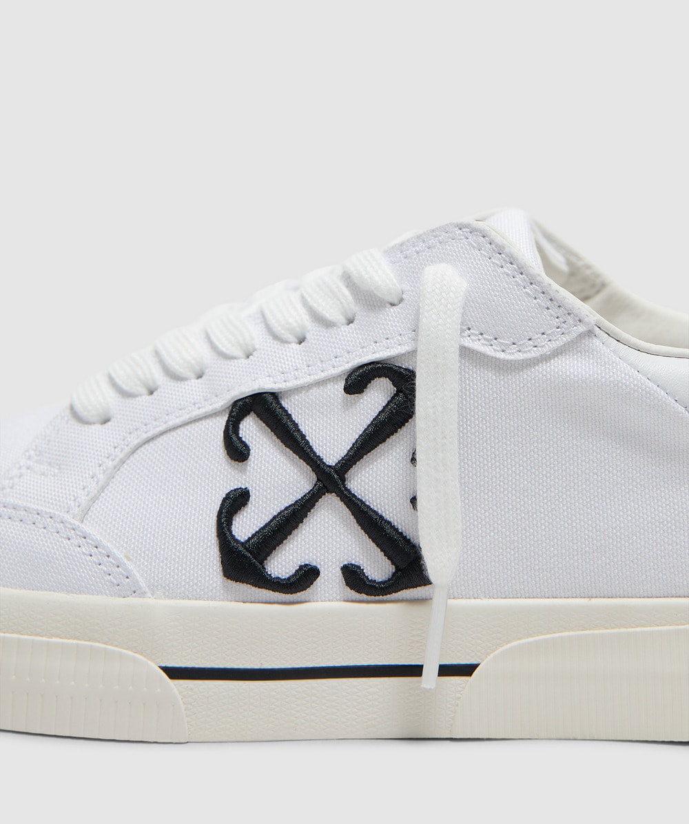 Off White CO Virgil Abloh Low vulcanized canvas sneaker WHITE BLACK SEVENSTORE