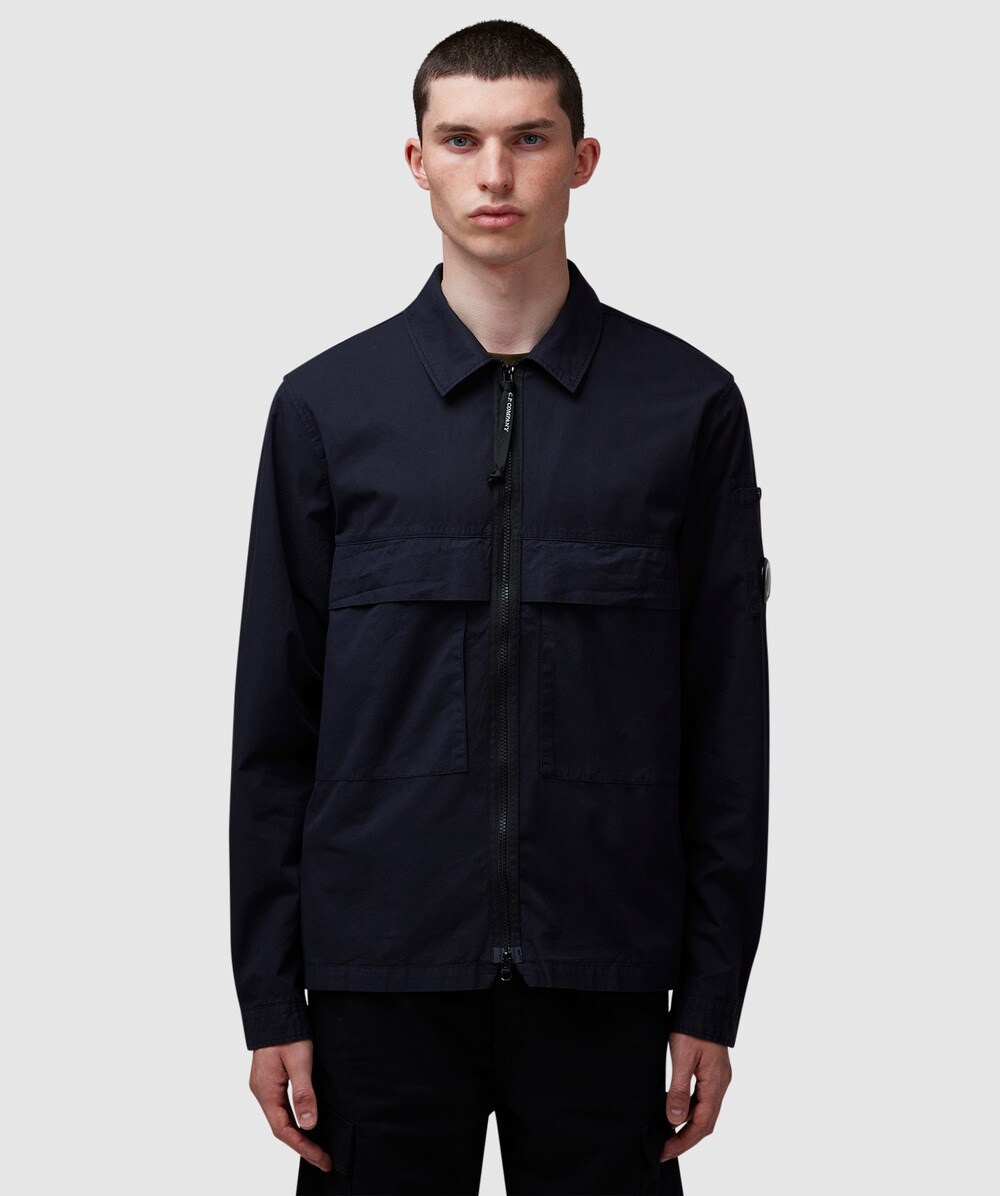 C.p. Company Gabardine Utility Overshirt In Total Eclipse