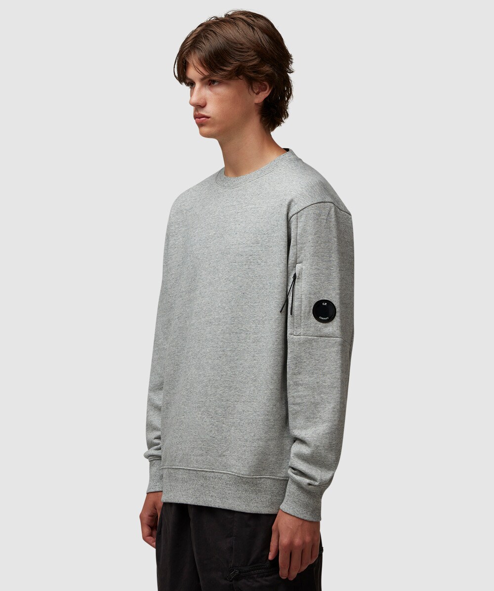 C.P. Company Diagonal raised fleece lens sweatshirt GREYSTONE MELANGE SEVENSTORE