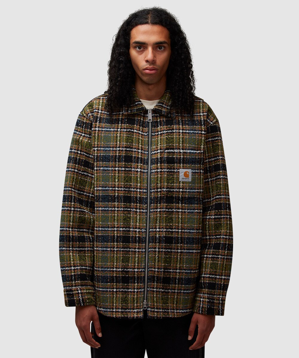Carhartt Wip Stroy Check Overshirt Green In Stroy Check, Black