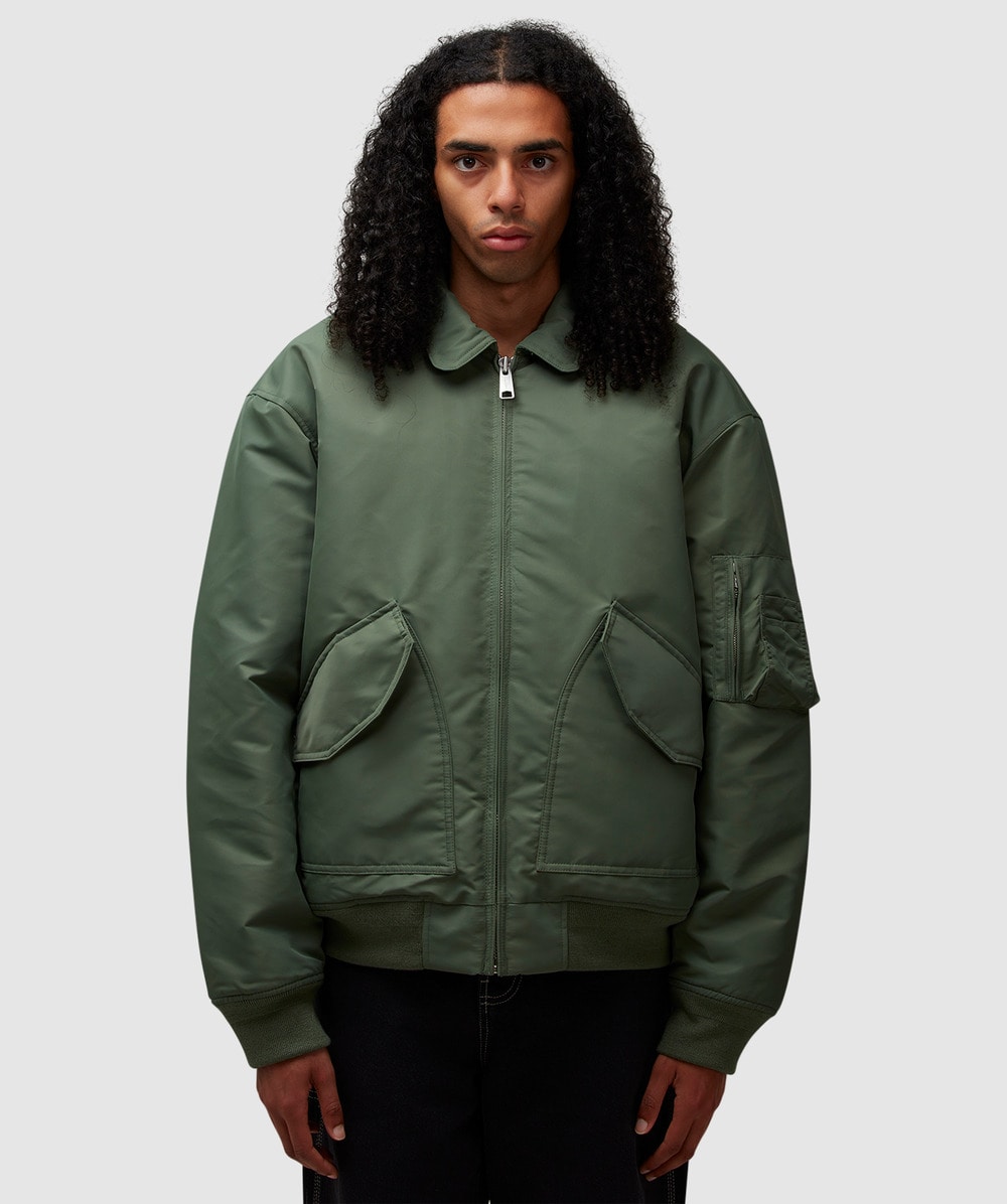 Carhartt Green Olten Bomber Jacket In Duck Green / Turmeric