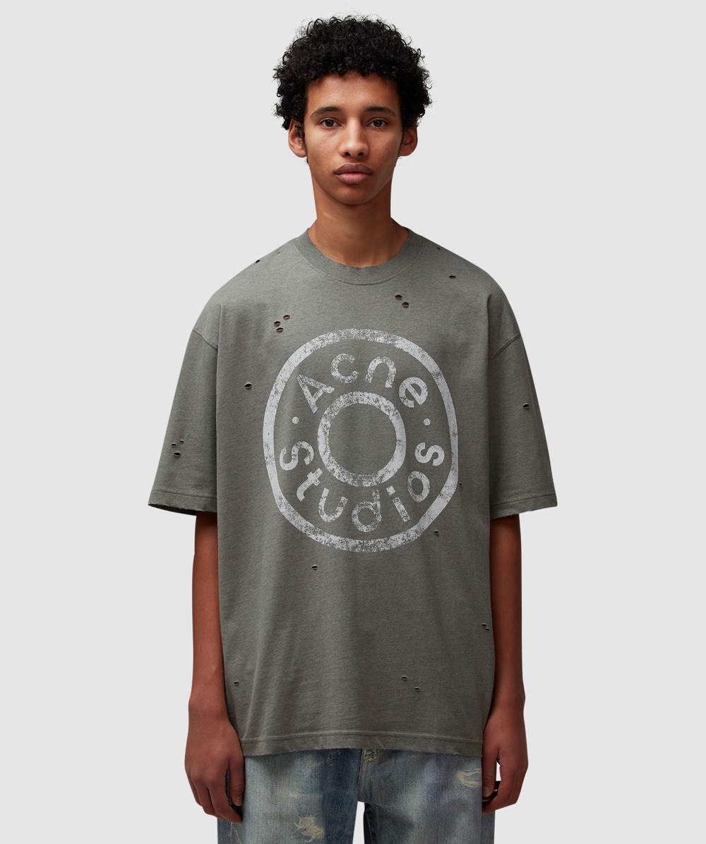◆ Acne Studio ◆ EXFORD UボタンロゴTシャツ 4color ACNE STUDIOS Exford U Logo-Print Organic Cotton-Jersey T