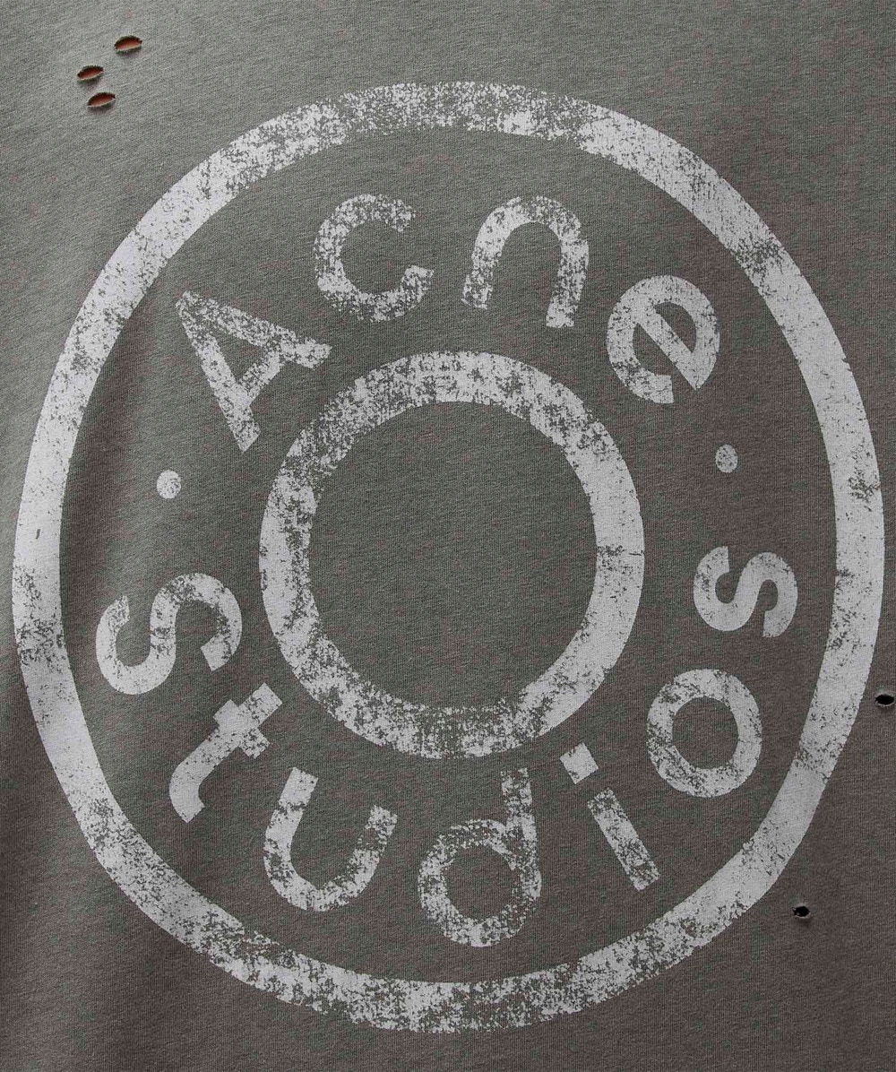 Acne Studios Exford button logo t-shirt | MOSS GREEN
