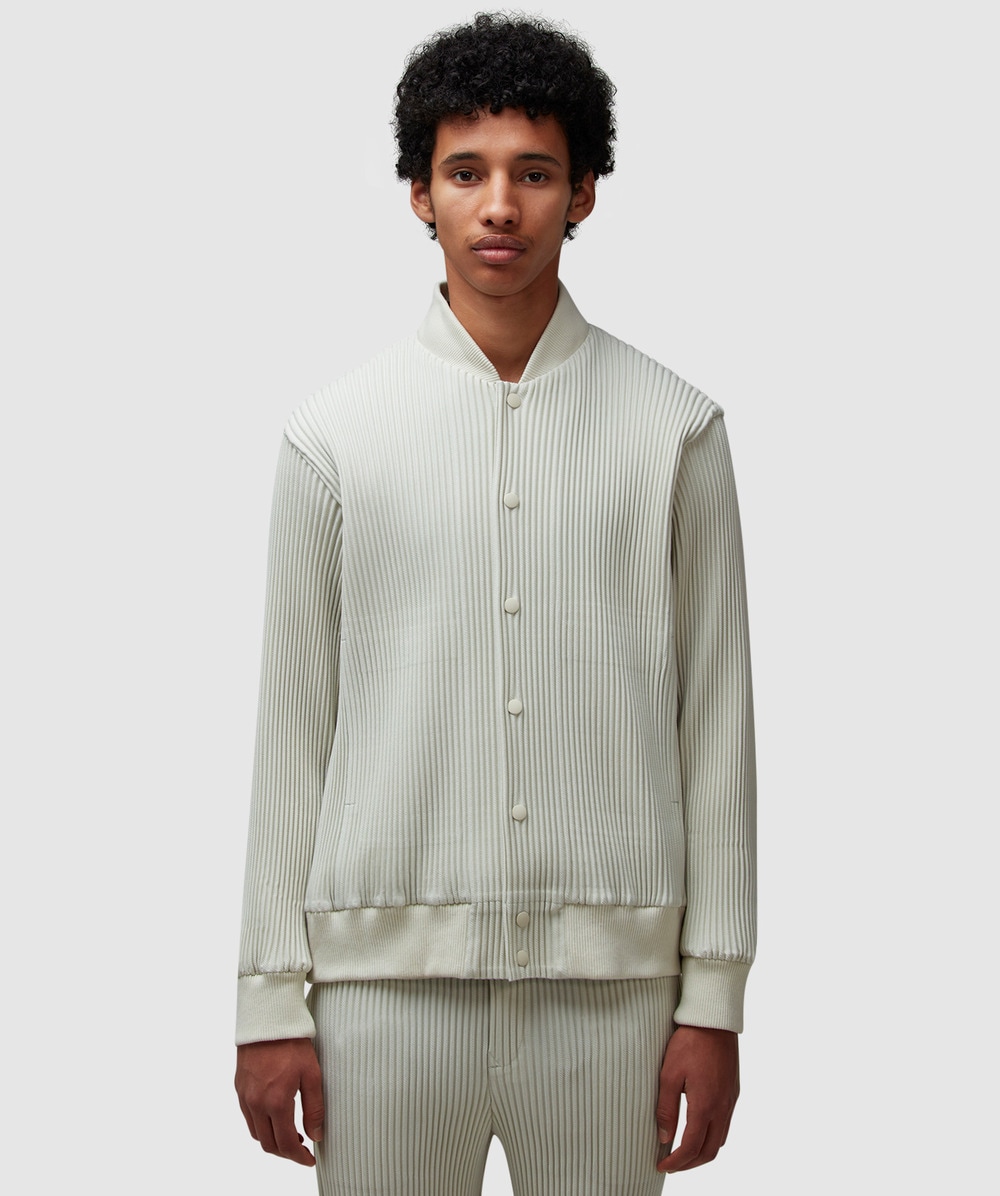 Homme Plissé Issey Miyake Kersey pleats bomber jacket | IVORY 