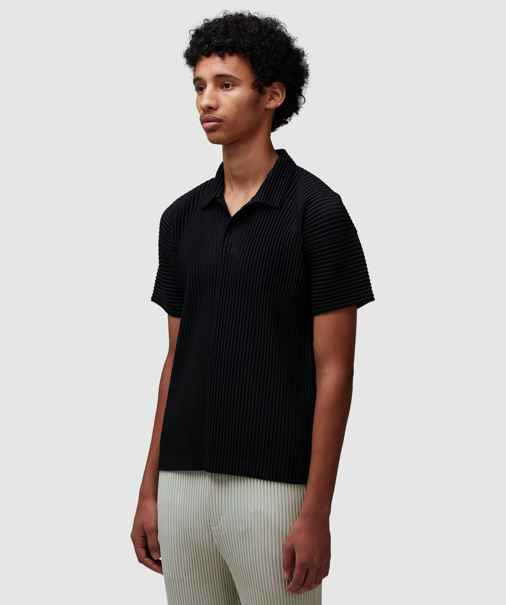 Homme Plissé Issey Miyake Basic pleats polo shirt | BLACK | SEVENSTORE