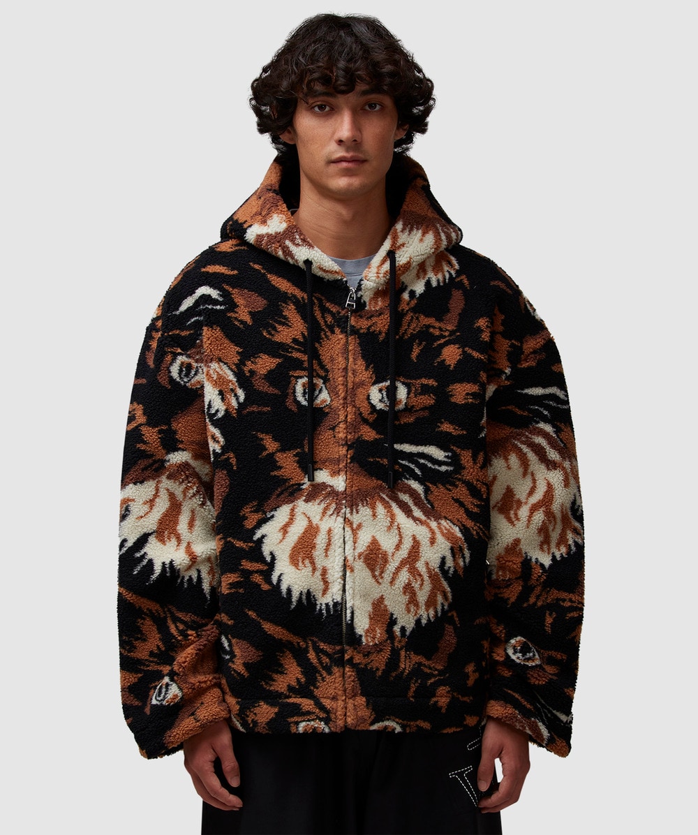 JW Anderson Fleece Hooded Jacket (Brown - L) - Size L, Male