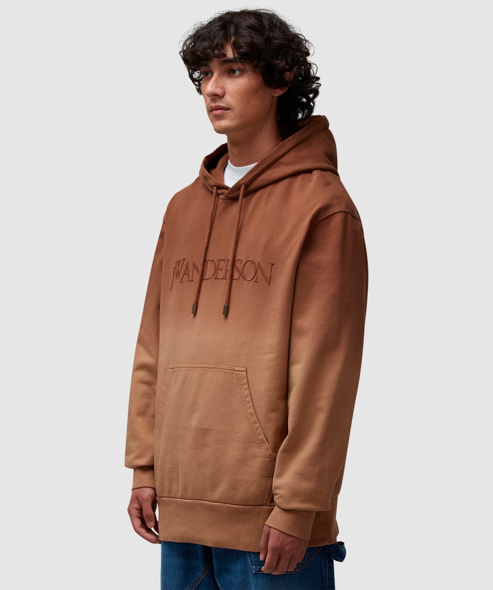 ★J W ANDERSON★ Logo embroidery gradient hood Tobacco JW019 JW Anderson logo-embroidered gradient-effect Hoodie | Brown