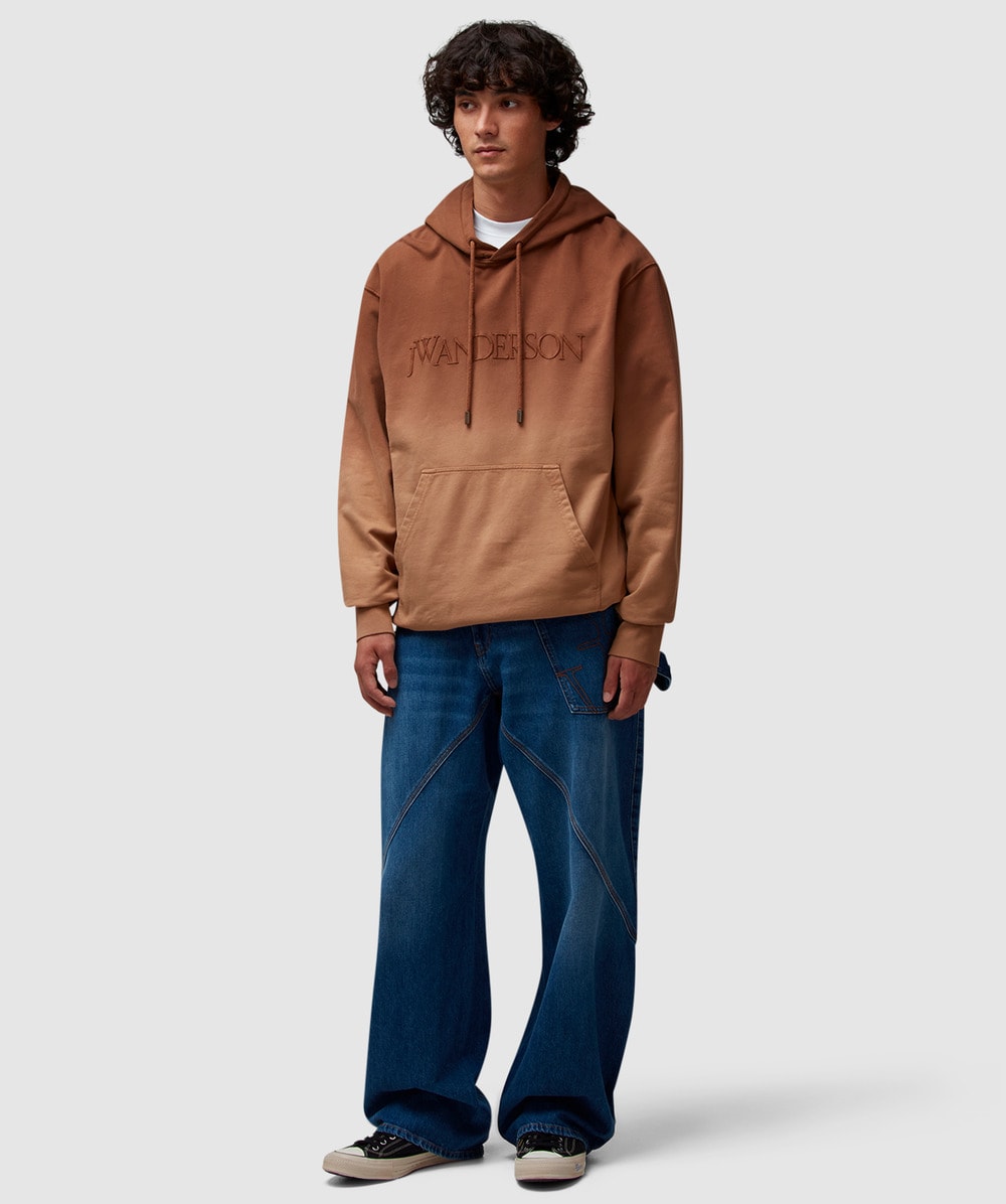 ★J W ANDERSON★ Logo embroidery gradient hood Tobacco JW019 JW Anderson logo-embroidered gradient-effect Hoodie | Brown