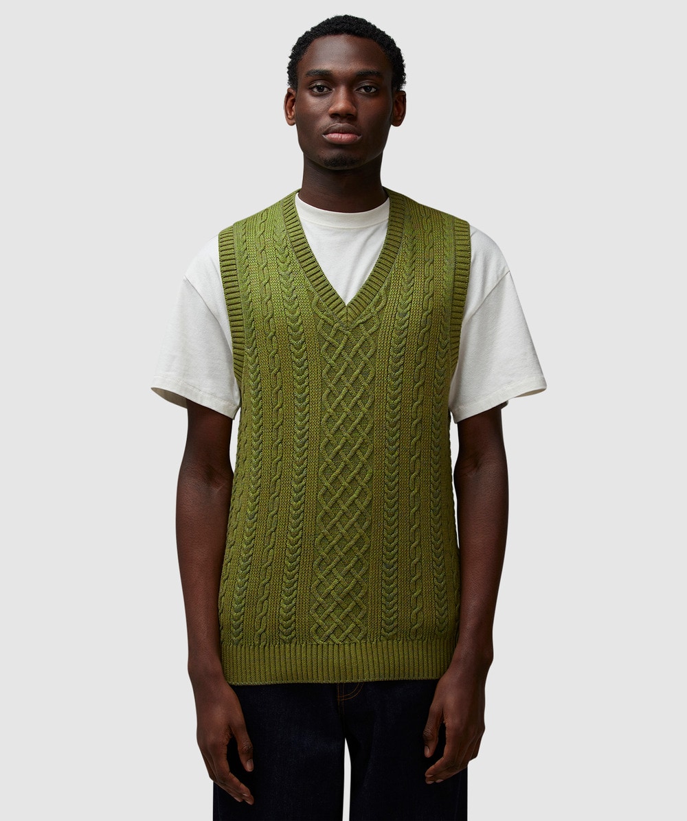 Beams Plus Alan Pattern Wool Vest (Green - M) - Size M, Male