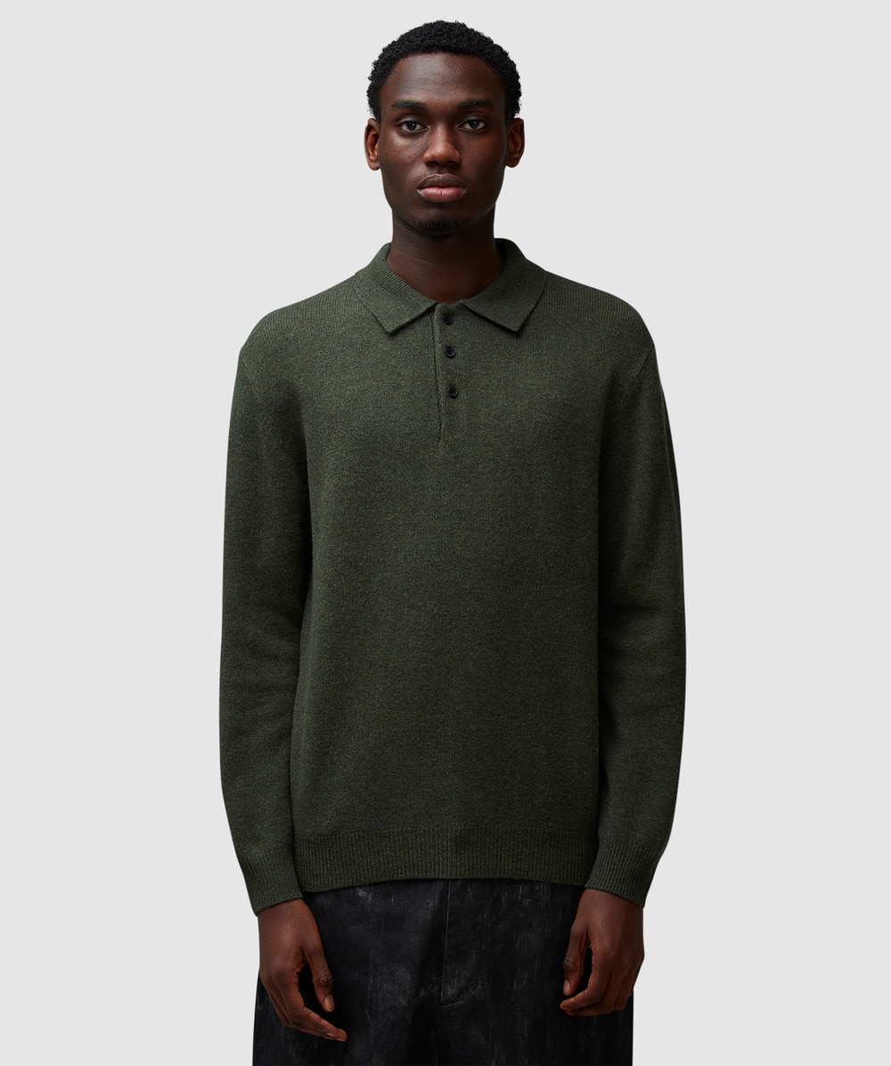 Beams Plus 9g Knitted Polo Shirt In Green