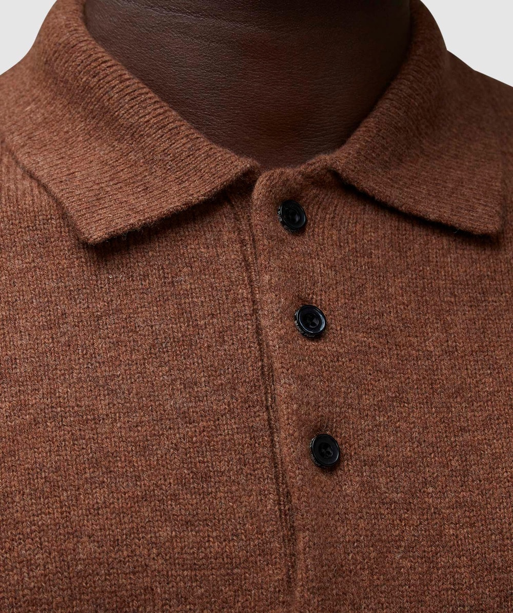 Beams Plus 9G knitted polo shirt | BROWN | SEVENSTORE