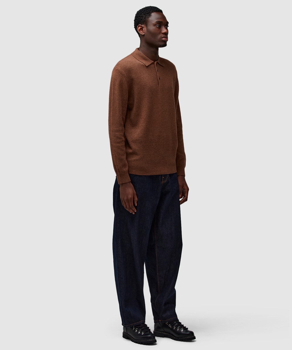 トップス polo shirt / BEAMS Beams Plus Zip Knit Polo in Black Curated at Jake and Jones
