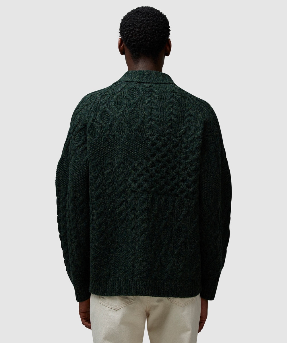 Beams Plus Alan patchwork cardigan | GREEN | SEVENSTORE