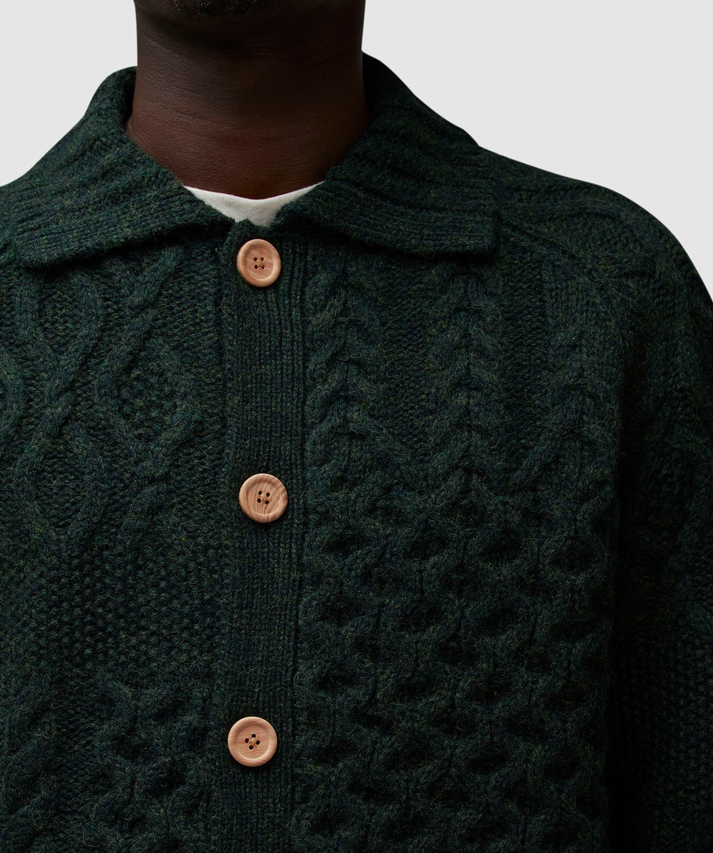 Beams Plus Alan patchwork cardigan | GREEN | SEVENSTORE