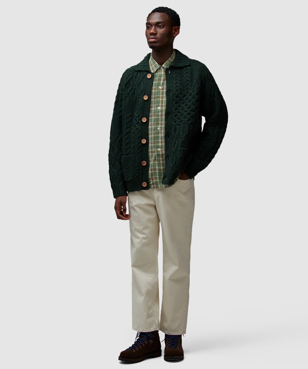 Beams Plus Alan patchwork cardigan | GREEN | SEVENSTORE