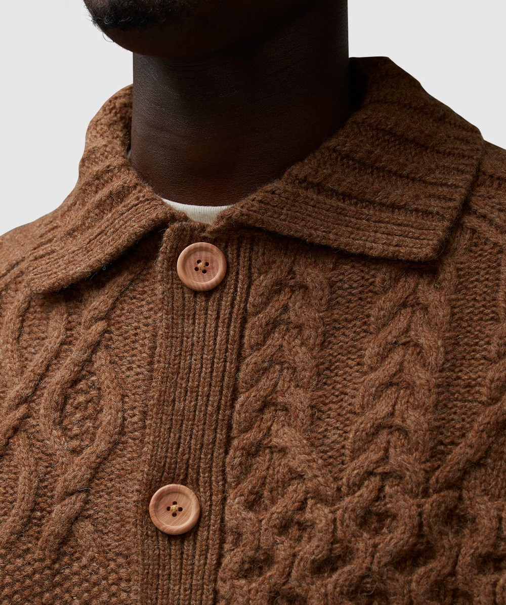 Beams Plus Alan patchwork cardigan | BROWN | SEVENSTORE