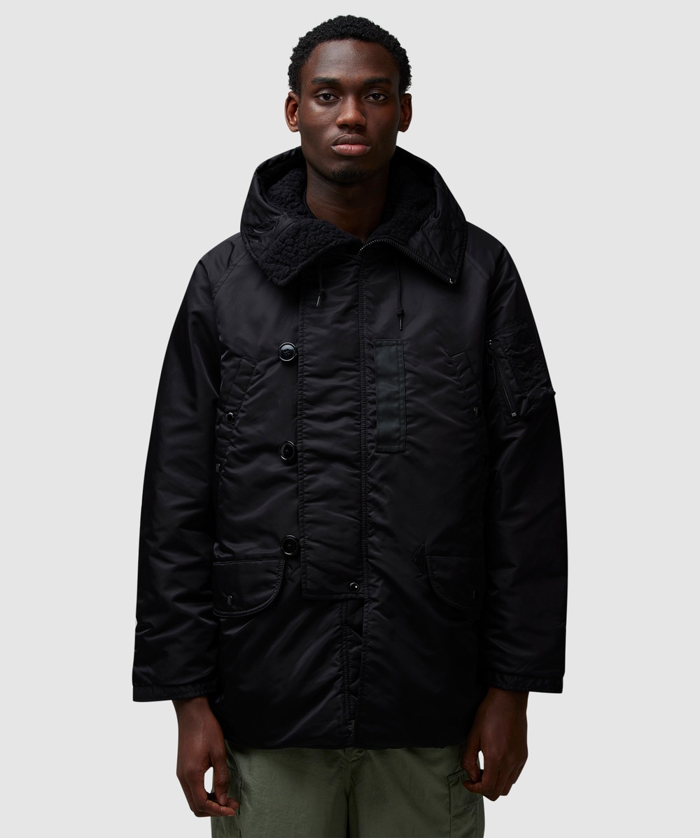 Beams Plus Mil Type N-3B Down Jacket (Black - L) - Size Clothing & Accessories > Clothing > Outerwear > Coats & Jackets, Male