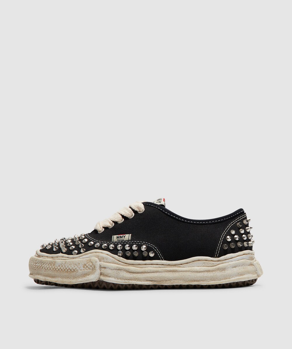 Miharayasuhiro Baker Og Sole Studded Canvas Low-top Sneaker In Black