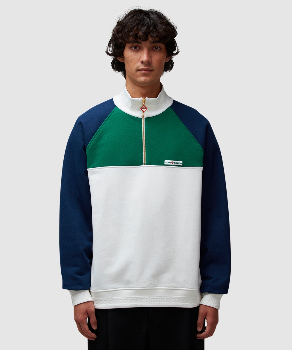 Casablanca � Zip Colourblock Sweatshirt (Green / Navy / White - M) - Size M, Male