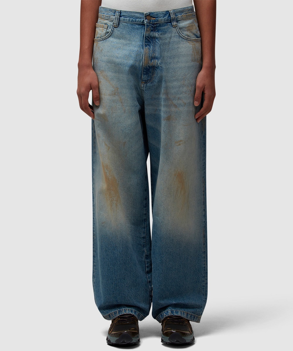 Boiler Room Printed 5 Pocket Jean (Worn Blue - 36) - Size 36, Male