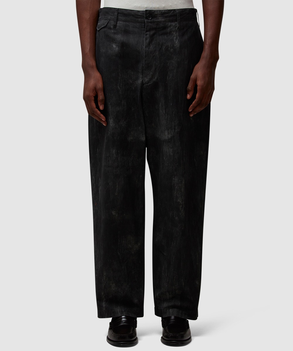 Engineered Garments Officer Pant (Black Cotton Distressed Print - M) - Size M, Male