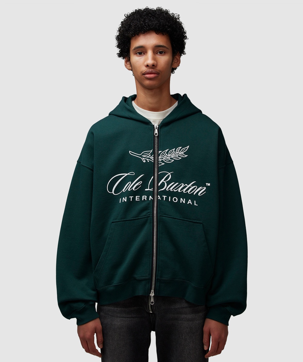 Cole Buxton International Zipped Hoodie (Forest Green - M) - Size M, Male
