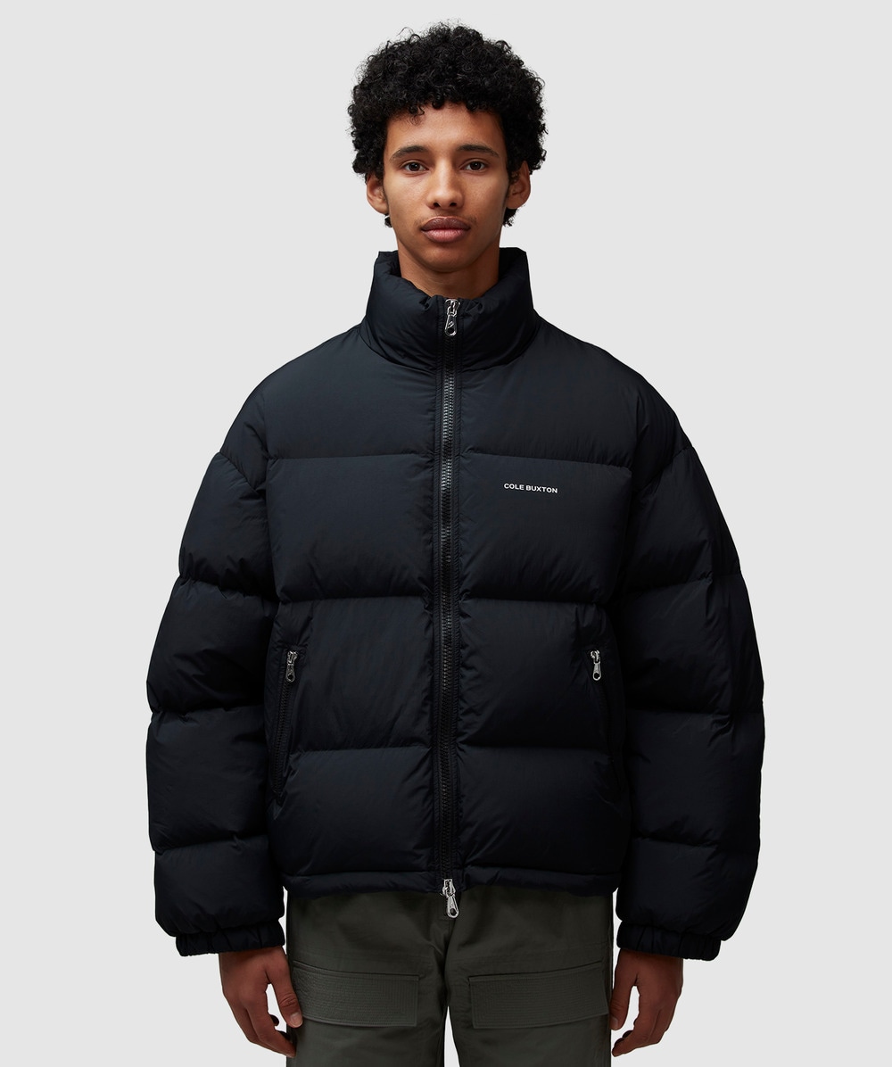 Cole Buxton Cropped Logo Puffer Jacket (Black - M) - Size M, Male