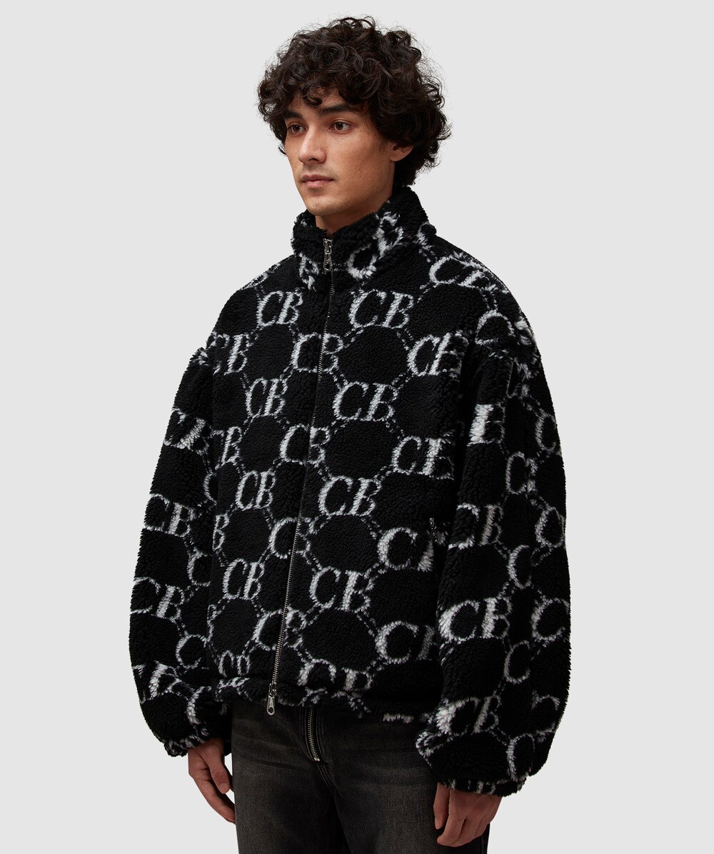 Cole Buxton CB monogram fleece jacket | BLACK | SEVENSTORE