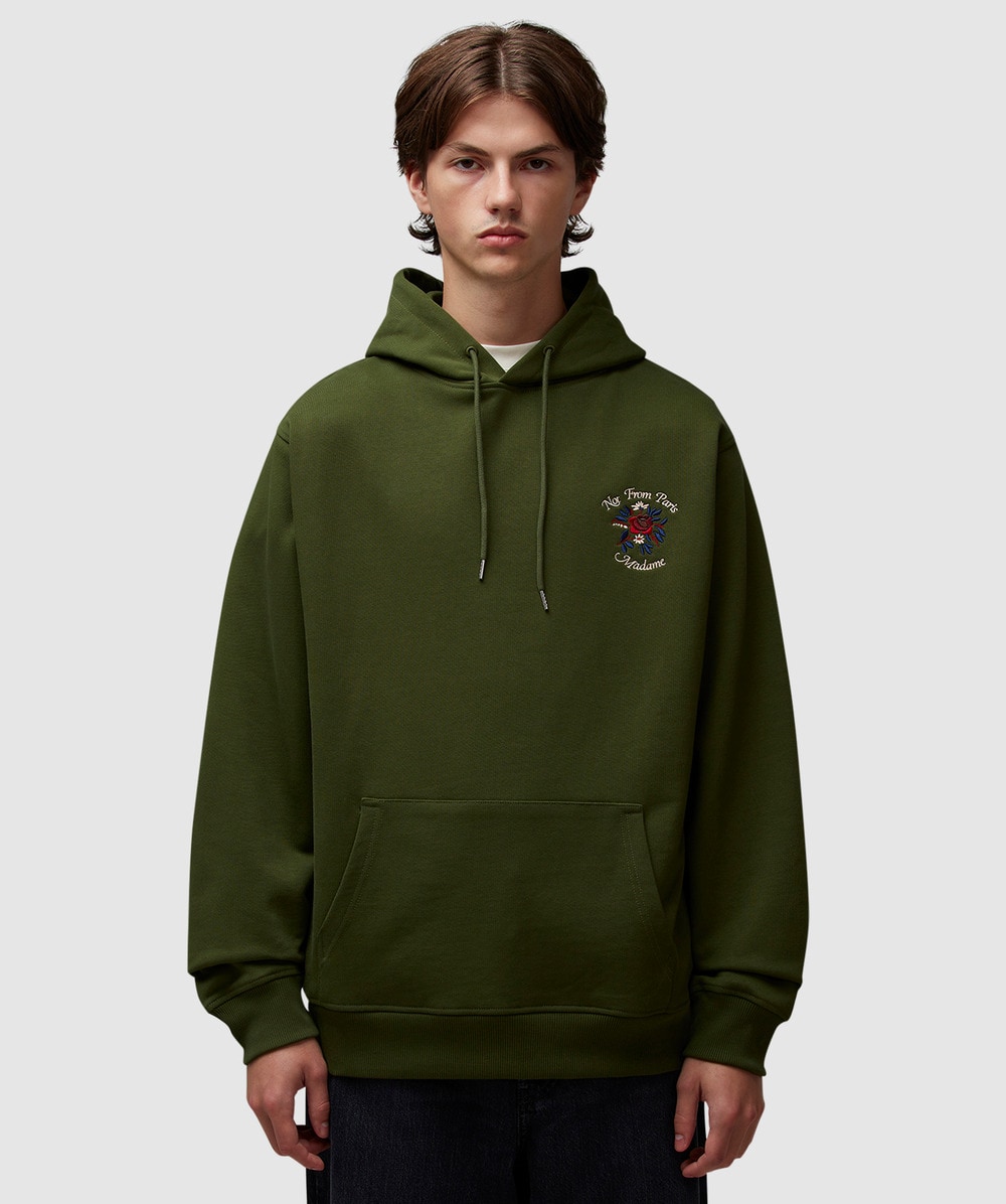 Drôle de Monsieur Le Hoodie Fleurs (Khaki - Xl) - Size XL, Male