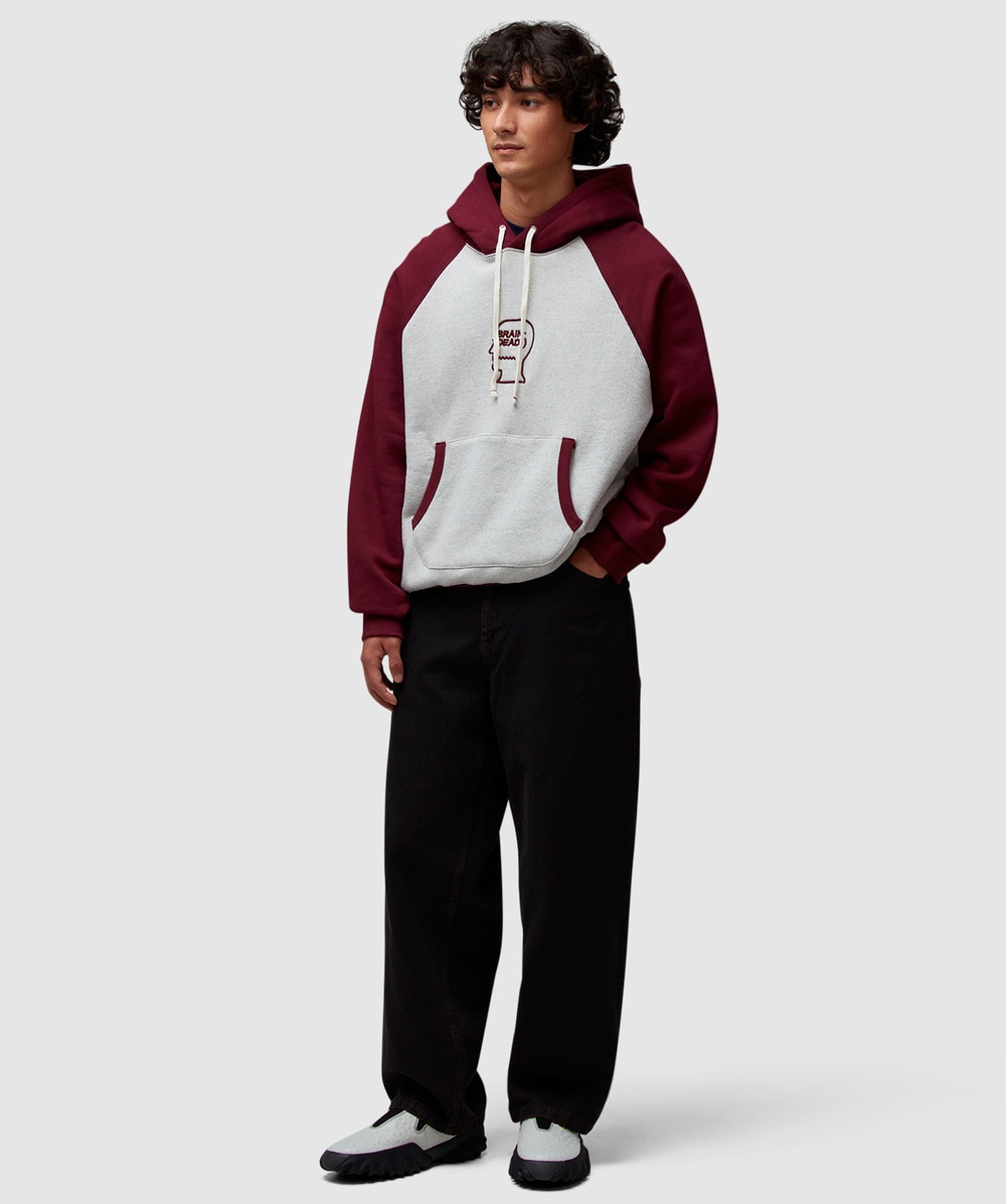 Brain Dead Fleece logo raglan hoodie | OATMEAL MAROON