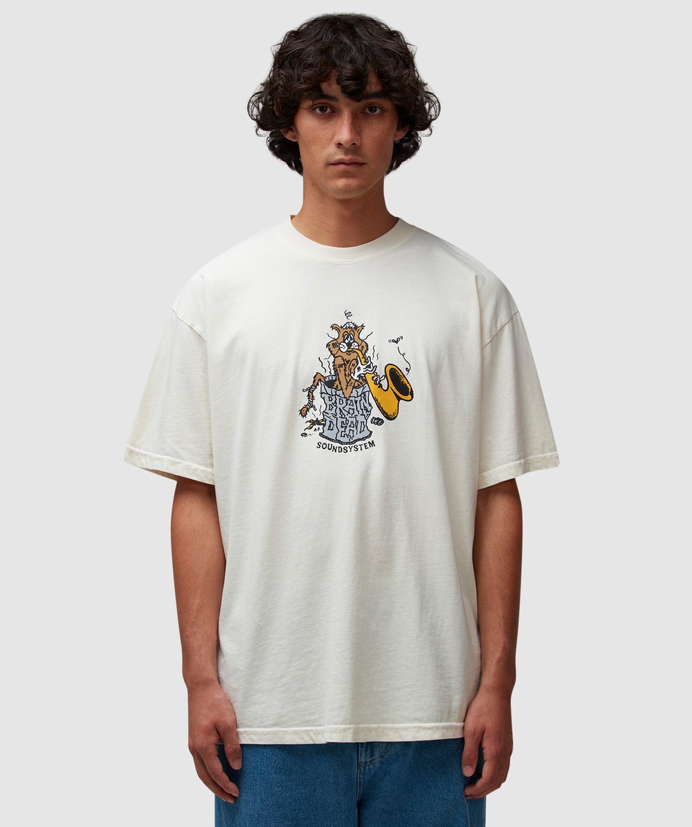Brain Dead White Cotton T-shirt With Print In Natural