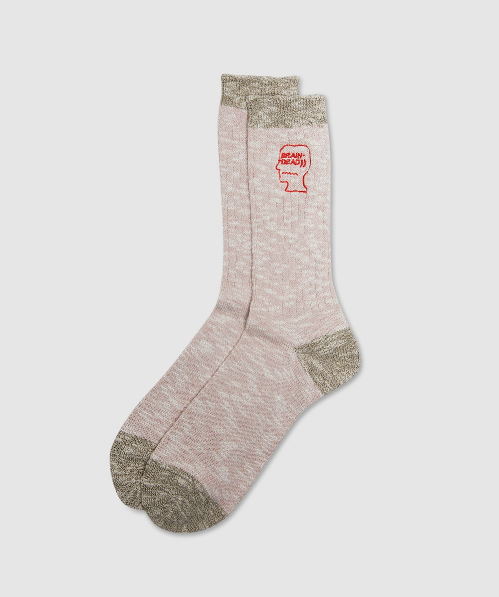 Brain Dead Marled Logo Head Socks In Pink