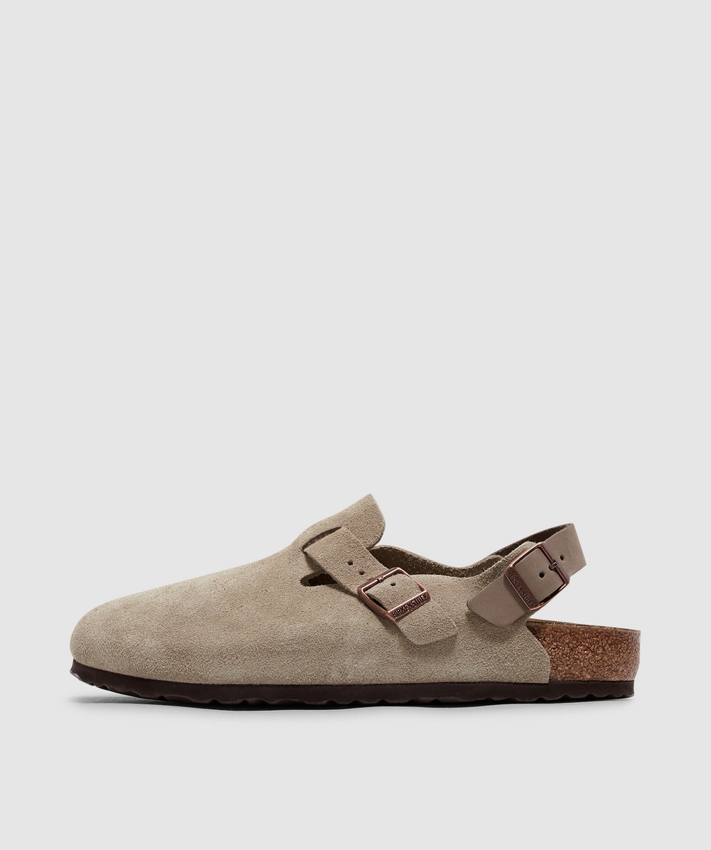 Birkenstock Tokio Ii Suede Clogs Taupe In Taupe