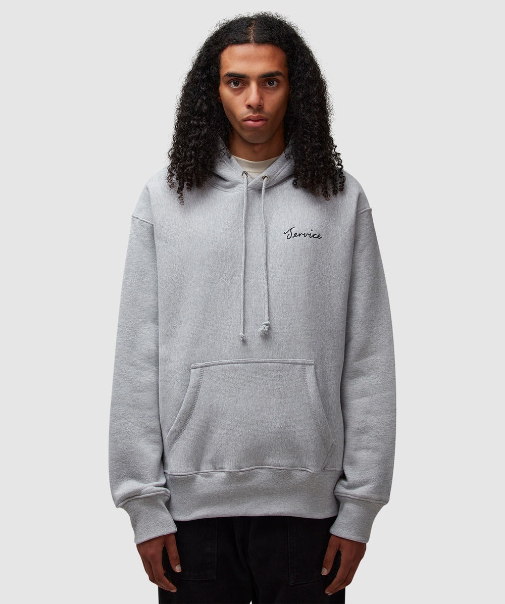 Service Works Script Logo Hoodie (Marl Grey - S) - Size S, Male