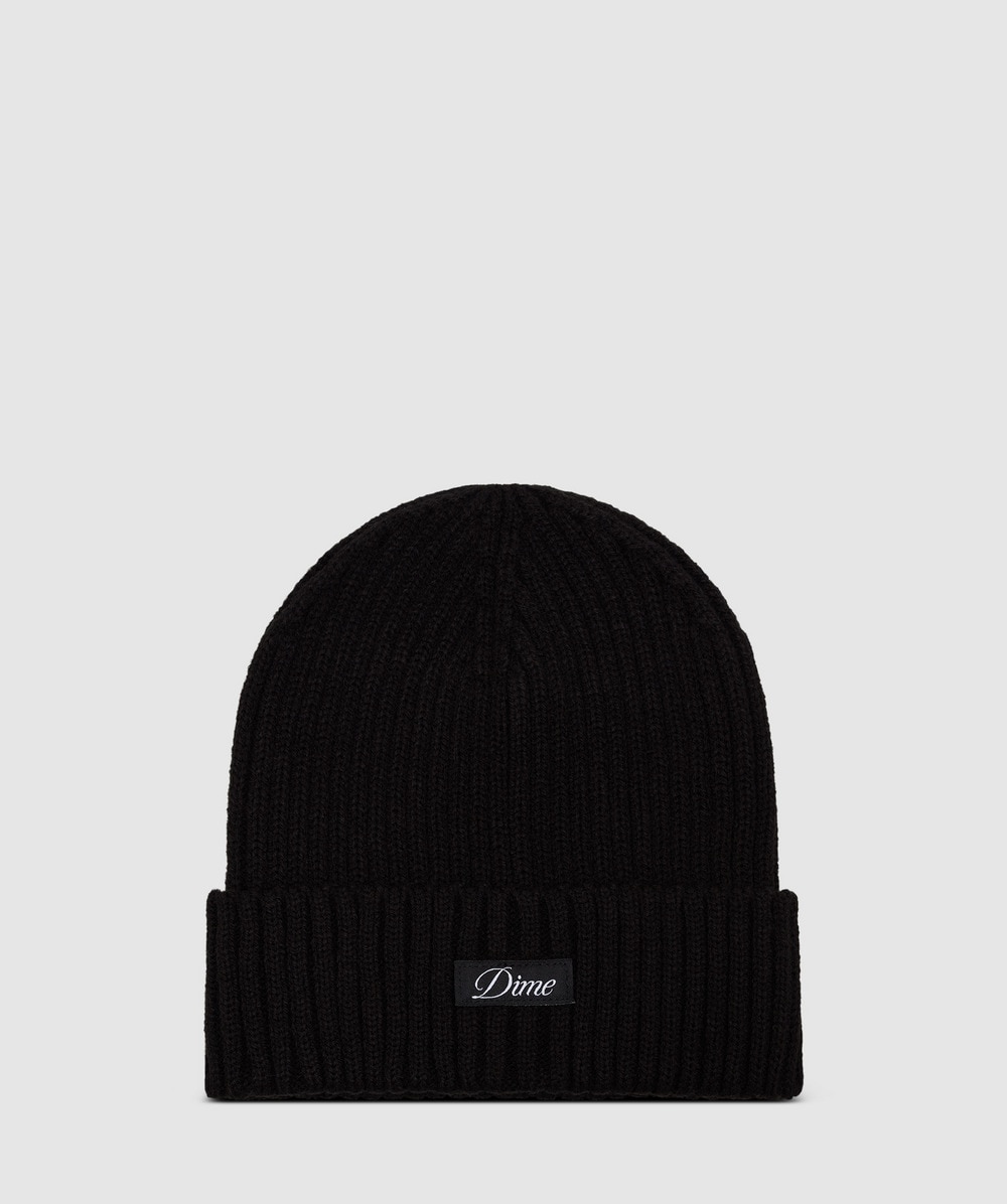 Dime Cursive Fold Beanie In Black