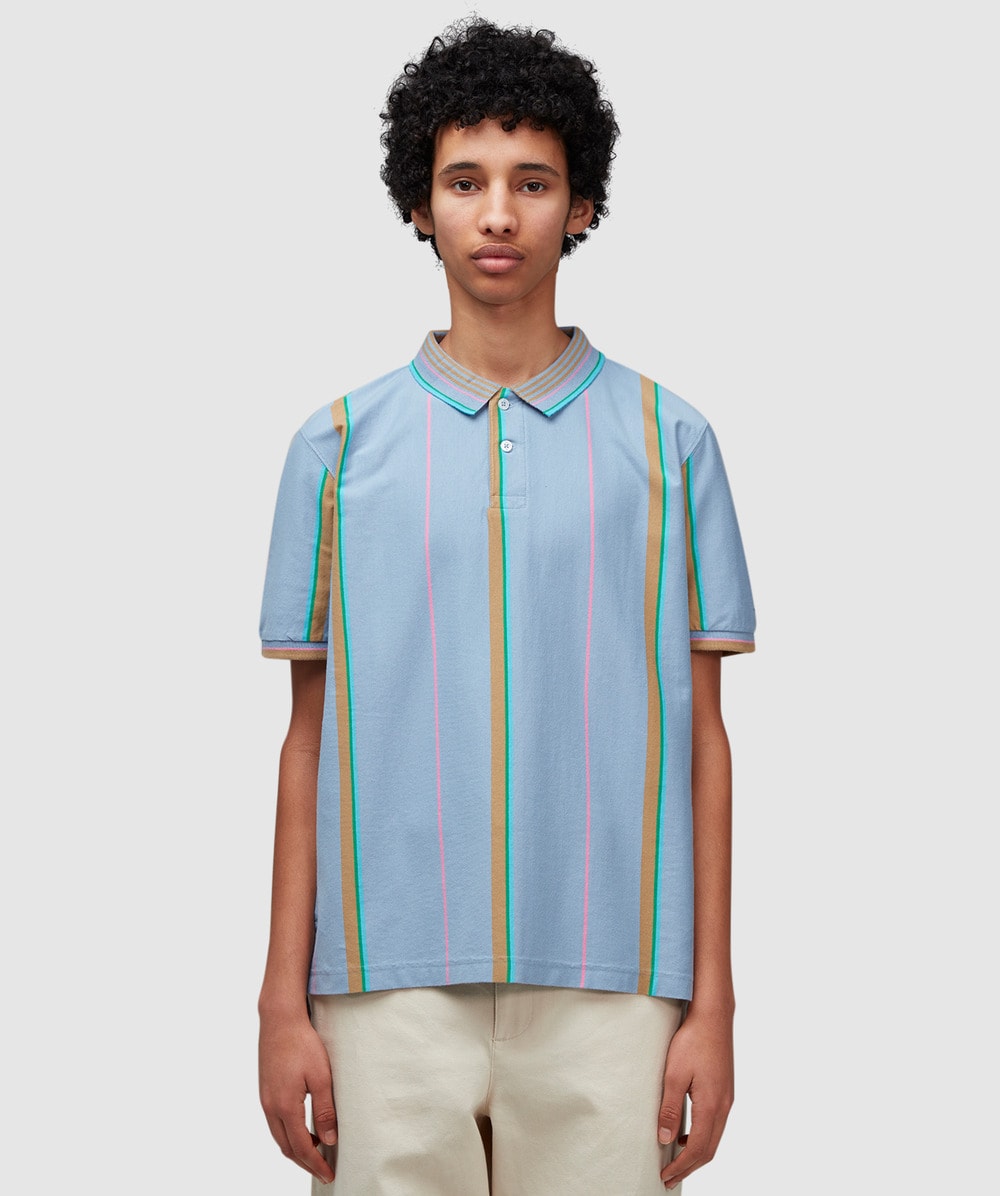 Noah Season One Polo Shirt (Blue/Tan/Green/Pink Stripe - Xl) - Size Clothing & Accessories > Clothing > Shirts & Tops, Male